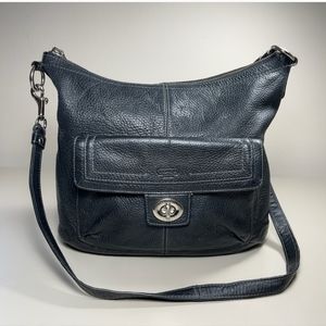 COACH PENELOPE BLACK COWHIDE LEATHER MESSENGER BAG